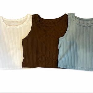 3 pack women’s crop top / white, brown and blue size M